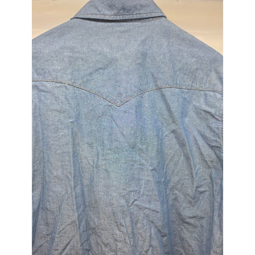 Wrangler Men's XL Blue Western Pearl Snap Shirt Long Sleeve Cowboy Chambray - Picture 3 of 10